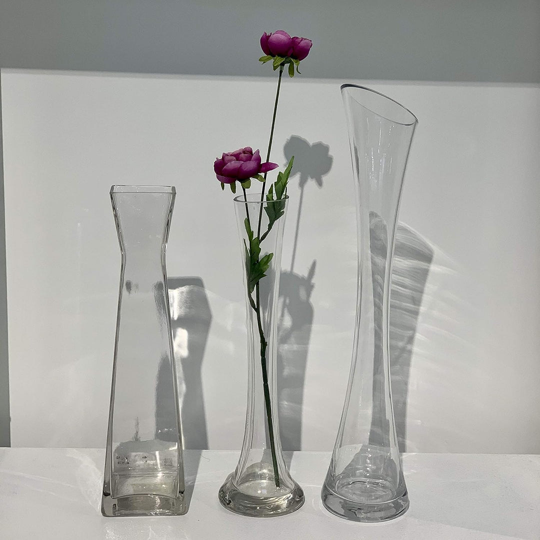 WGV Bud Vase, Höhe 40,6 x 36,8 cm, schräg Geschnittener offener Schnitt, 7,6 cm, klare Maria Glasvas