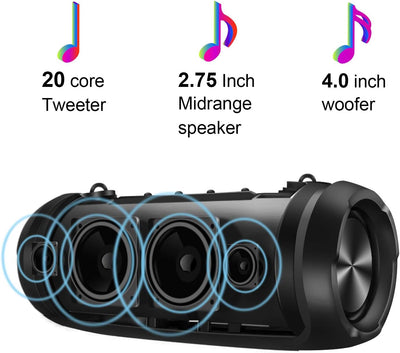 Bluetooth Lautsprecher, Upgraded Portabler Lautsprecher 30W, Musikbox Bluetooth Box, mit 360° HD Ste