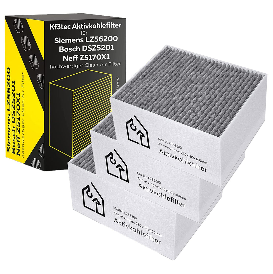 Aktivkohlefilter 3er Set für Siemens/Bosch/Neff/Gaggenau Cleanair Filter DSZ5201 / LZ56200 / Z5170X1