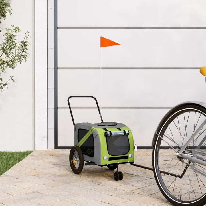 vidaXL Fahrradanhänger Hunde Hundeanhänger Hundetransporter Oxford-Gewebe Eisen Grün 122 x 52 x 53 c