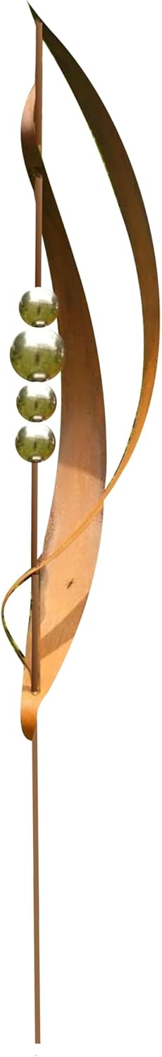 Gartendeko schicker Stab Skulptur Rost Garten Deko 2m mit Edelstahlkugeln