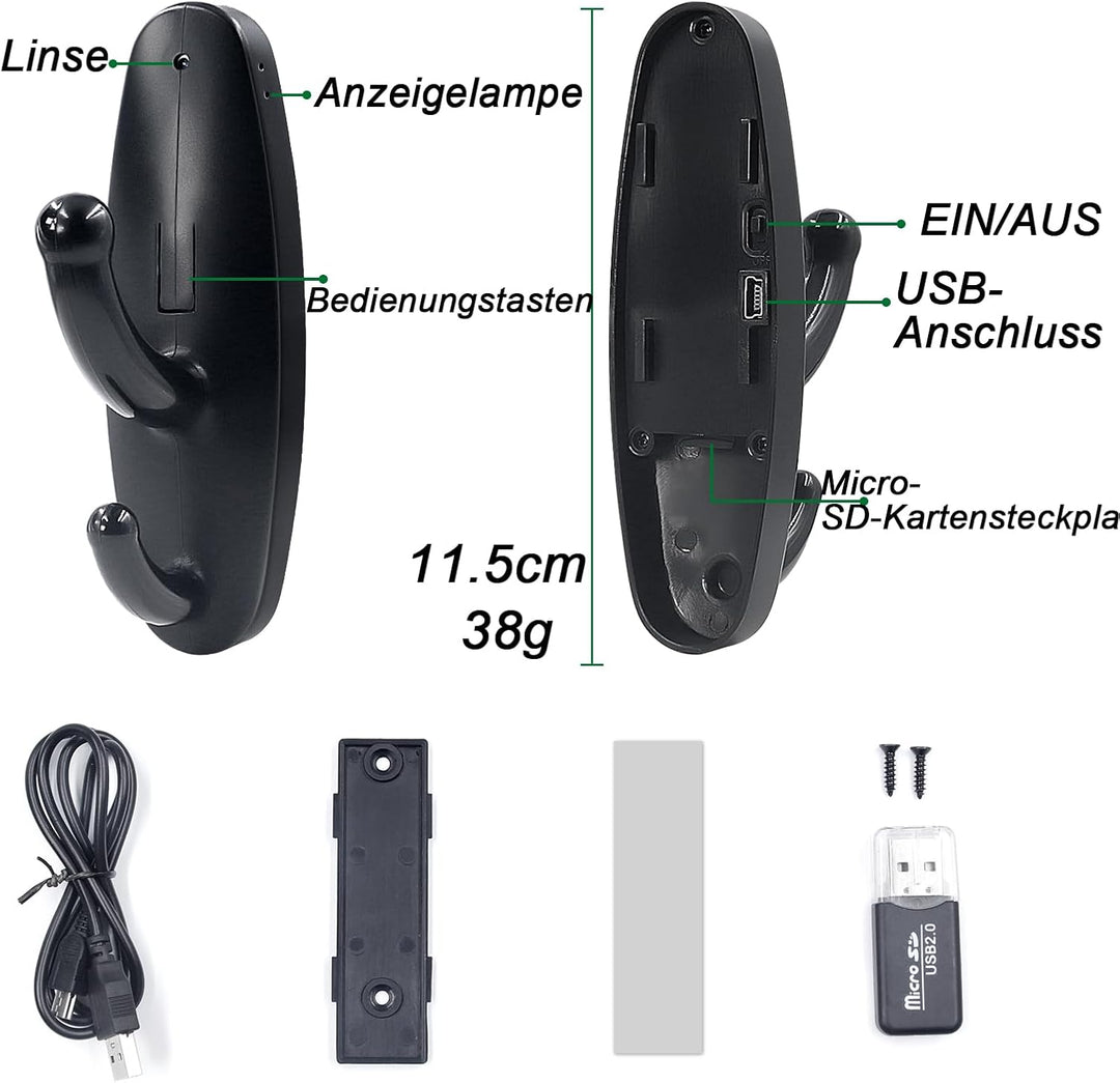Tragbare Kamera mit Akku 120 Minuten, Kleine-Kamera Innen für Videos HD 1080P, Mikro-Videokamera mit