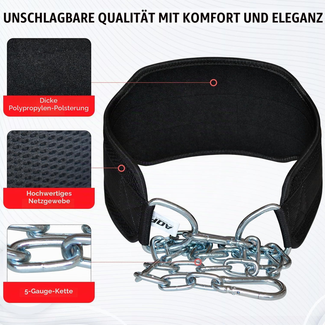 AQF Dip Gürtel Mit Stahlkette, Neopren Fitness Gewichthebergürtel, Gewichtsgürtel, Bodybuilding Dip