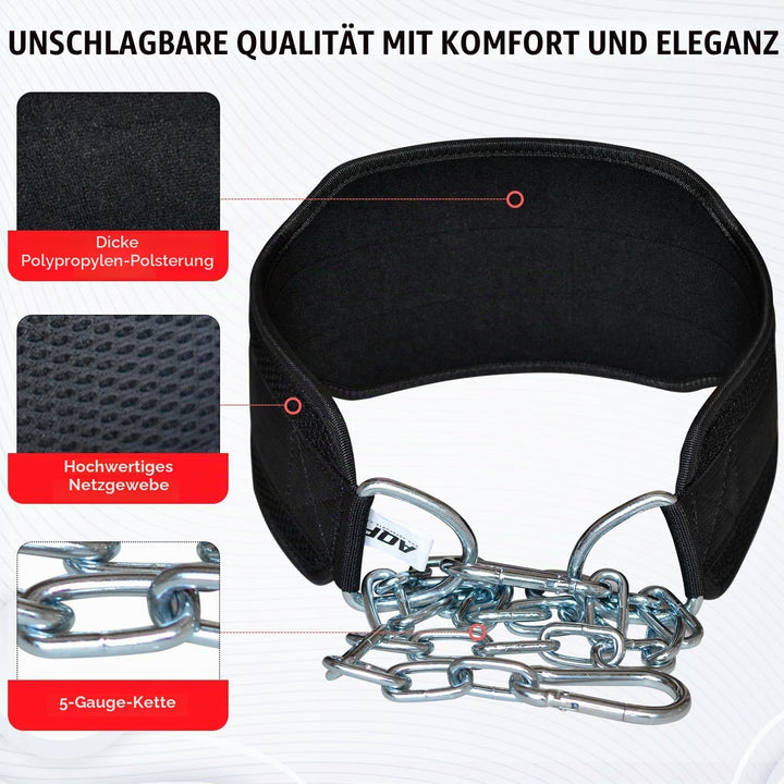 AQF Dip Gürtel Mit Stahlkette, Neopren Fitness Gewichthebergürtel, Gewichtsgürtel, Bodybuilding Dip