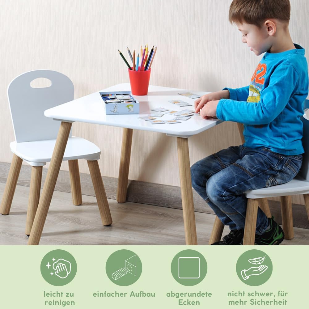Kesper| Kindertisch mit 2 Stühlen, Material: Faserplatte, Masse: 55 x 55 x 45 cm, Farbe: Weiss | 177