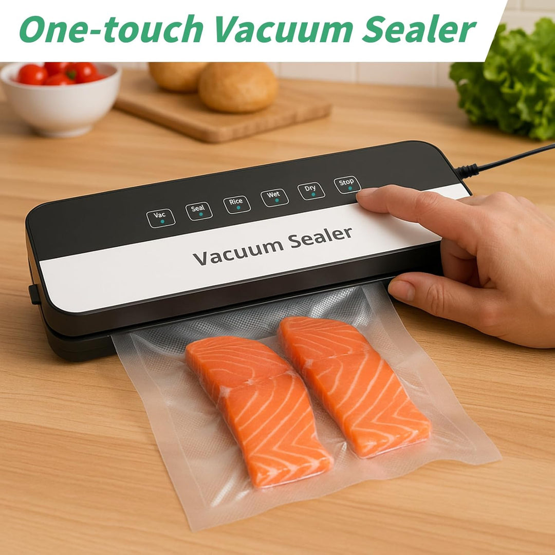 Vakuumierer, 6-in-1 Vakuumierer Lebensmittel Trocken-/Nassmodus, Lebensmittelfolien-Versiegelungsger