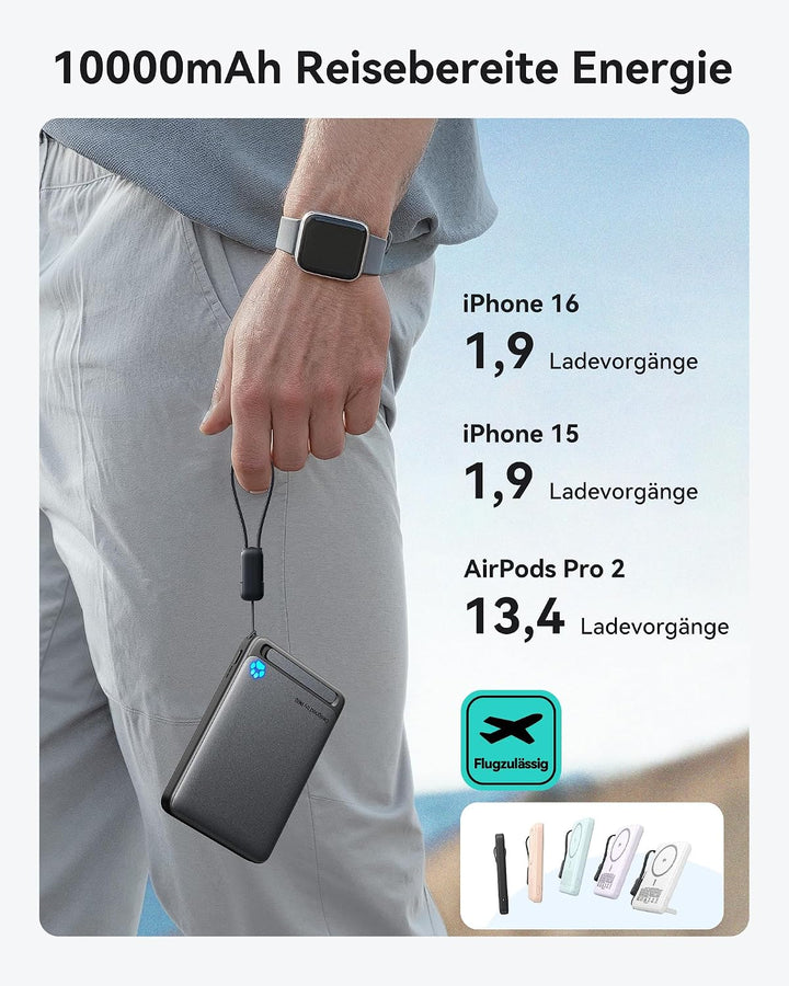 INIU Qi2-zertifizierte 45W Magnetische Powerbank, 10000mAh Ultradünn Externe Batterie, USB C in&amp;Out