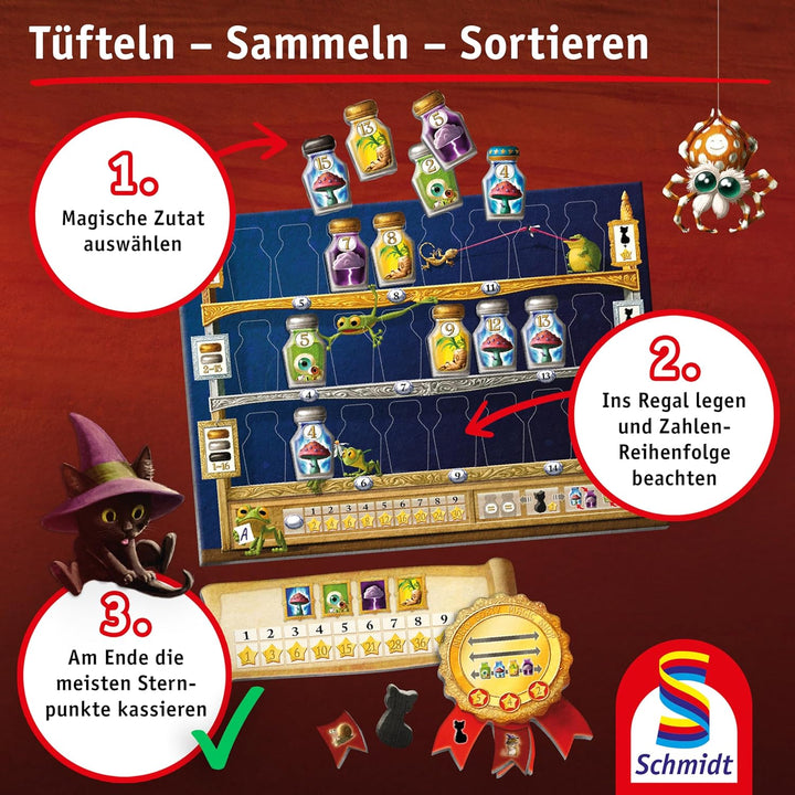 Schmidt Spiele 49468 Morty Sorty, Magic Shop, Famileinspiel, Strategiespiel, Blau, Grün, Gelb