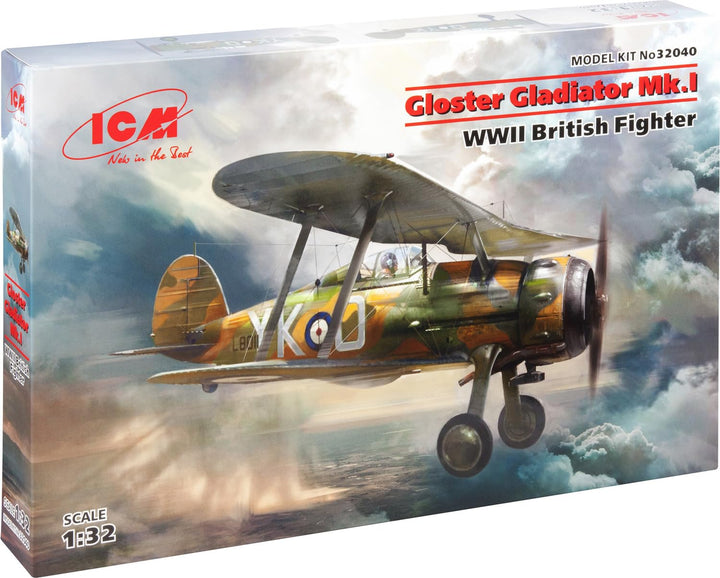 ICM Baby Boys ICM32040 1:32-Gloster Gladiator Mk.I, WWII British Fighter Plastikmodellbausatz, Schwa