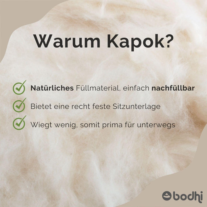 Bodhi Yoga Bolster | ECO Serie | Yogarolle mit Kapok-Füllung | Waschbarer Bezug aus 100% Bio-Baumwol
