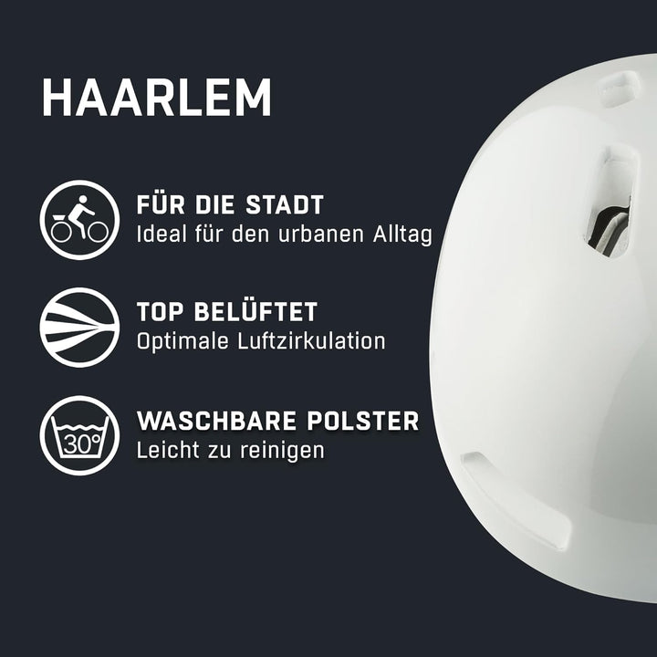 ALPINA HAARLEM - Robuster, Individuell Anpassbarer & Leichter Urban Fahrradhelm Für Erwachsene white