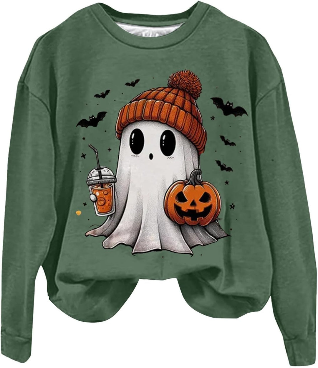 Halloween Kostüm Damen, Halloween Pullover Damen Süss Geister Drucken Festival Sweatshirt Ohne Kapuz