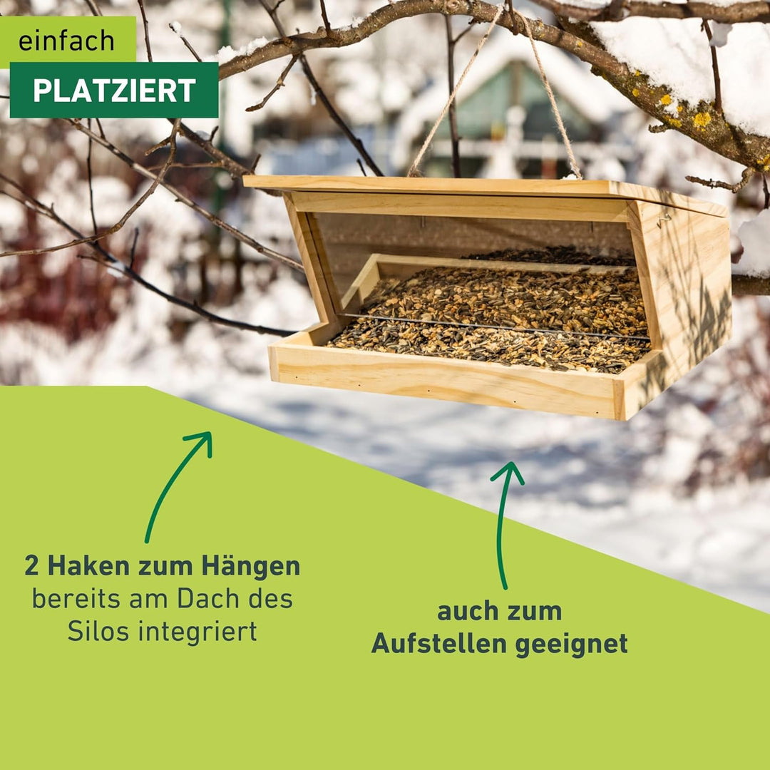 Windhager Vogelfuttersilo Pultdach XXL, Vogelhaus, Futterhaus für Vögel, Vogelhäuschen, Nistkasten V