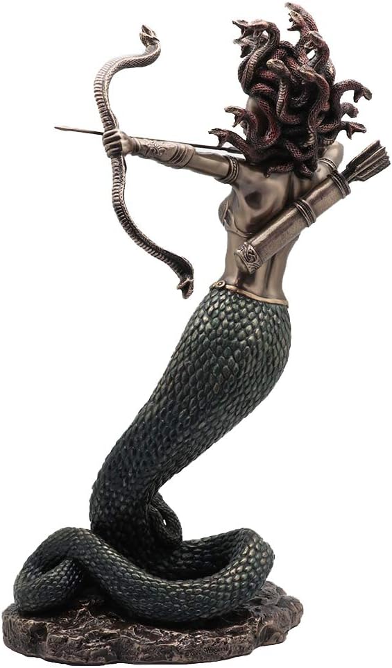 Veronese Design Furious Medusa Schiesspfeil aus Kunstharz, Bronze Finish, handbemalt, 36 cm, L