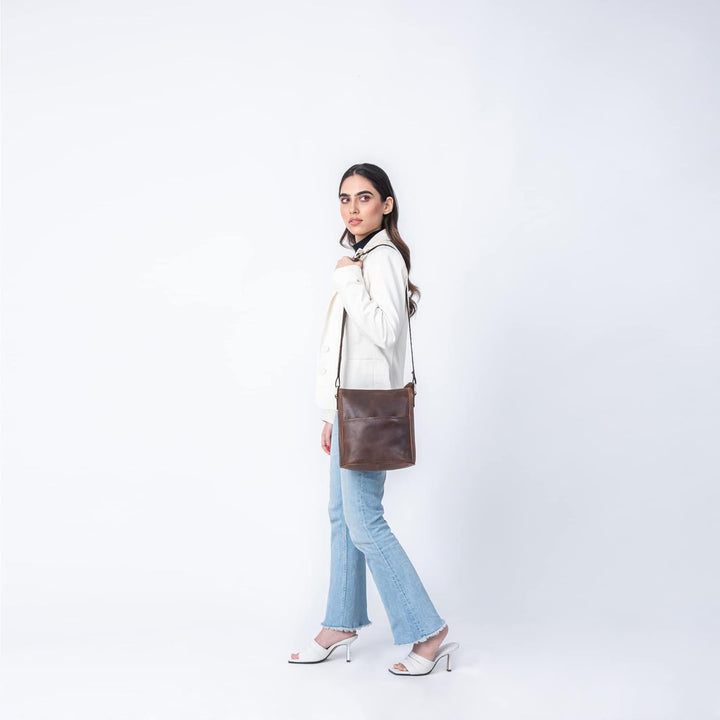 LEABAGS Leder Handtasche Damen I Premium Echtleder Umhängetasche I Schultertasche I Damentasche I Tr