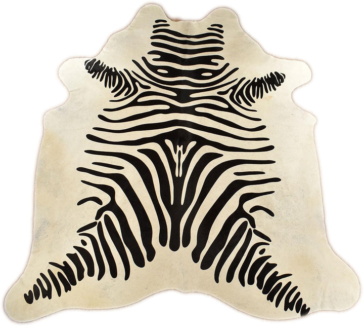 generisch Kuhfell Stierfell Teppich Natur Weiss mit Zebra Optik ca.180 x 190 cm aus Brasilien Kuhfel