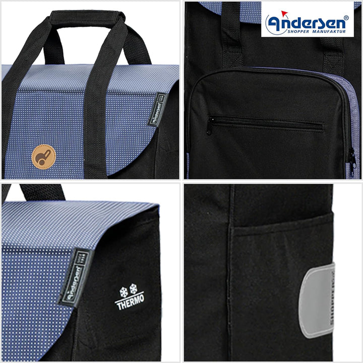 Exklusiv Andersen Einkaufstrolley - Treppensteiger Royal Shopper Stahlgestell Wismar schwarz/blau 45
