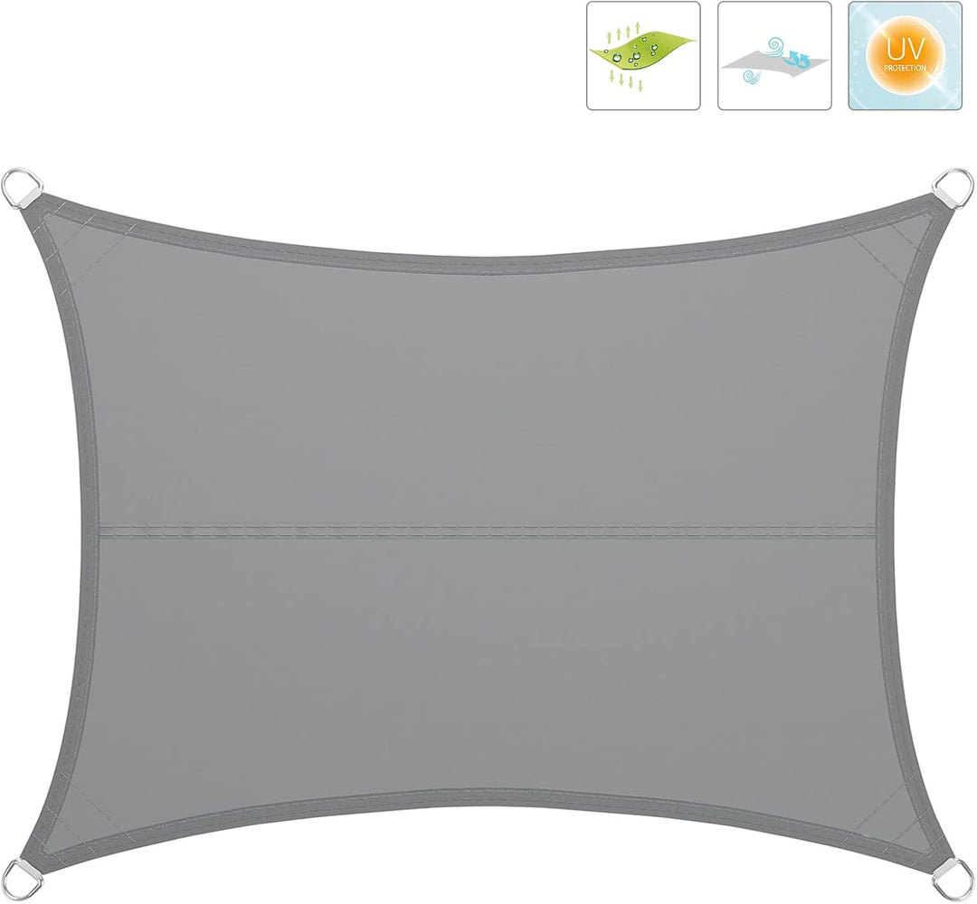 LARMNEE Sonnensegel, Rechteckig, Wasserdicht, 3 x 5 m, Sonnenschutz inkl Befestigungsseilen, PES, fü