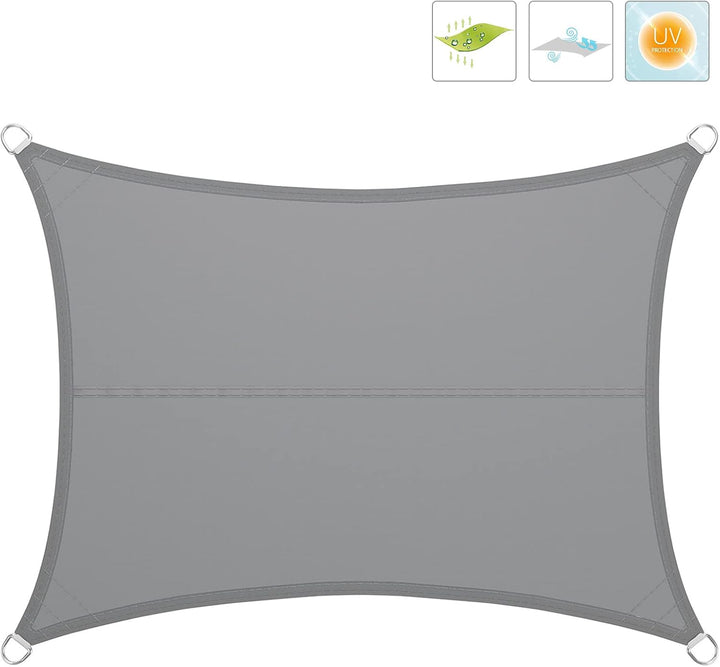 LARMNEE Sonnensegel, Rechteckig, Wasserdicht, 3 x 5 m, Sonnenschutz inkl Befestigungsseilen, PES, fü