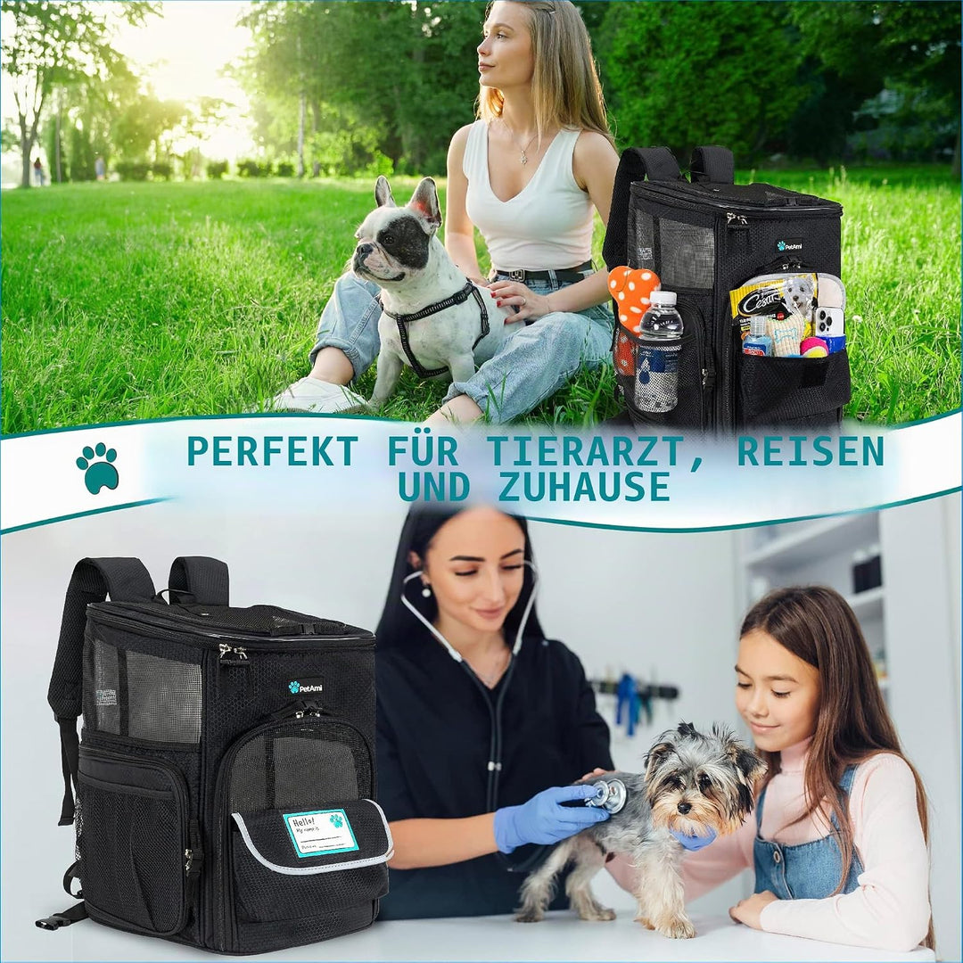 PetAmi Hunderucksack, von Fluggesellschaften zugelassene Rucksäcke für kleine & grosse Katzen, Haust