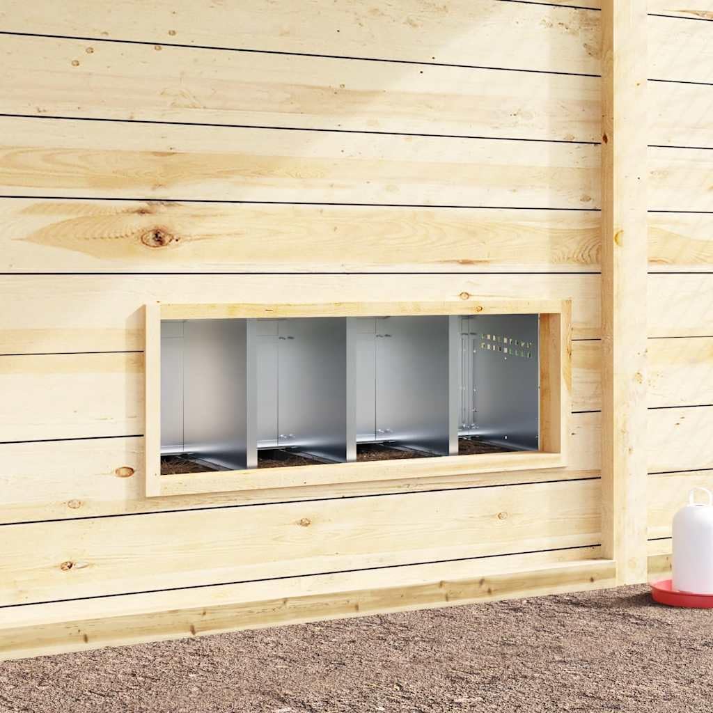 Hühner-Nistkasten 4 Fächer aus verzinktem Stahl mit Beinen, Flexible Beinhöheneinstellung, wetterfes