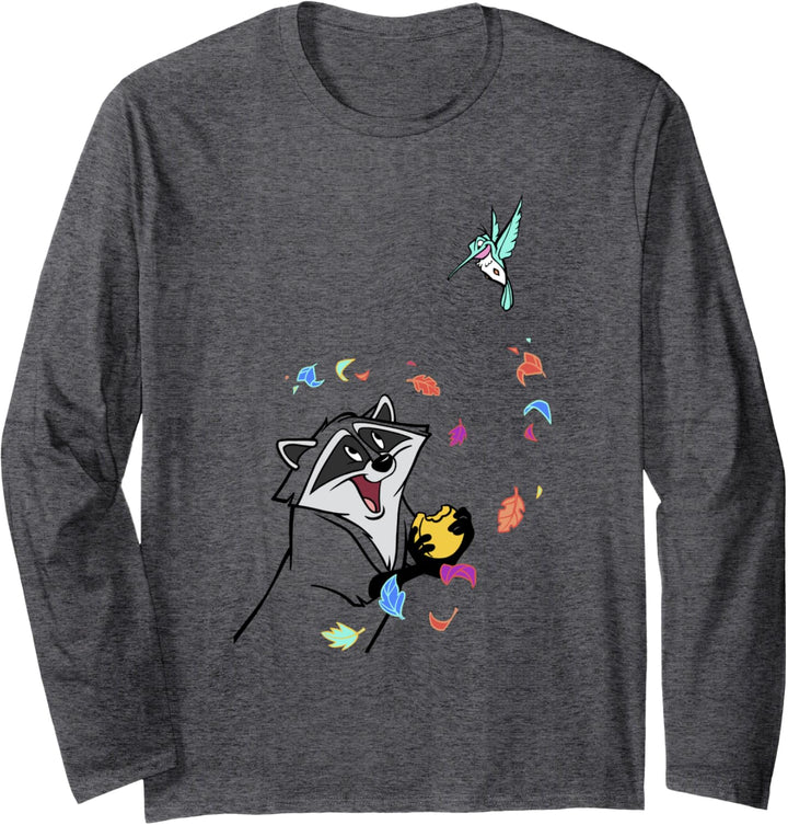 Disney Pocahontas Meeko Flit Colorful Leafs Fall Langarmshirt