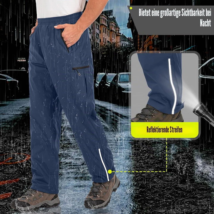 wasserdichte Regenhose für Herren Atmungsaktiv Winddicht Outdoorhose Elastischer Bund Hose Leichte R