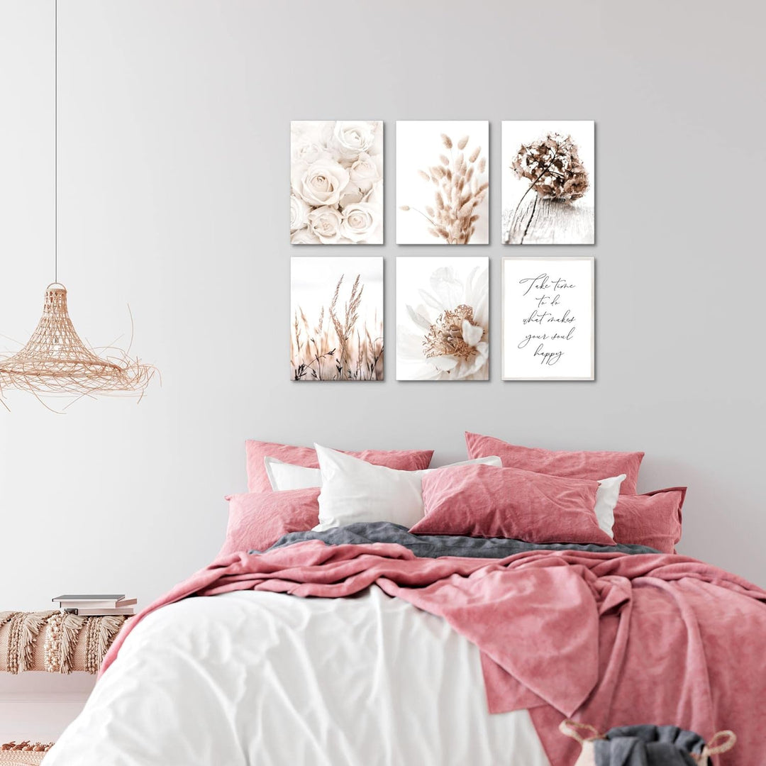 Novart Set Wandbilder - KEIN EXTRA RAHMEN BENÖTIGT - Wohnzimmer Schlafzimmer - Bilder Modern Boho Bl