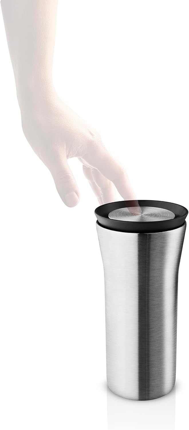 EVA SOLO | City to Go Cup 0,35l Steel/Black | Praktischer doppelwandiger Thermobecher, der Sich einf