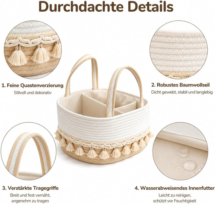 Wickelorganizer, Wickeltisch Organizer mit Herausnehmbaren Trennwänden, Tragbares Wickeltasche Organ