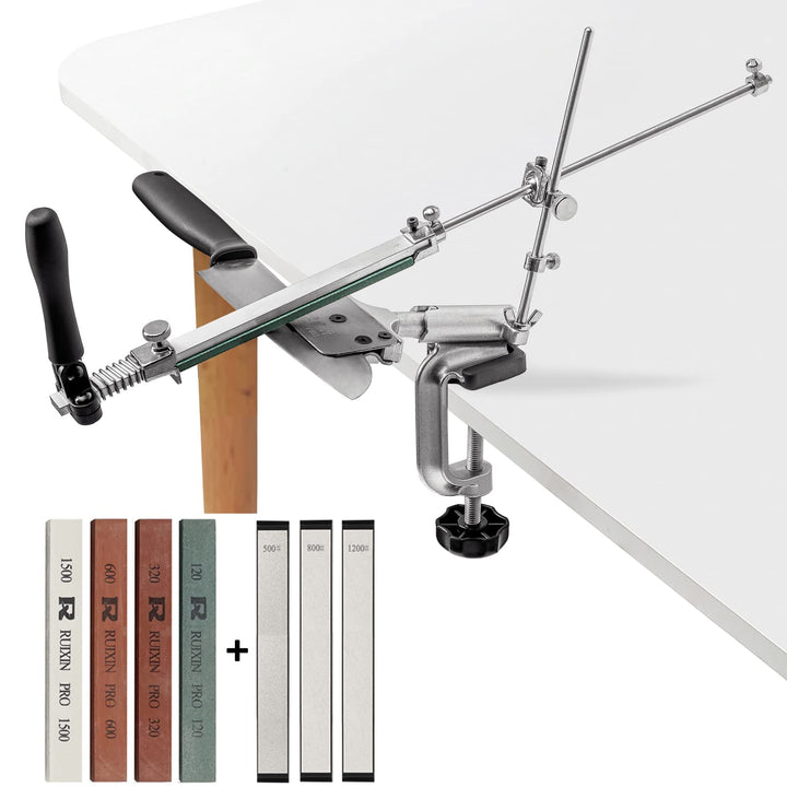 RUIXIN PRO RX-008 Professioneller Messerschärfer mit 7 Schleifsteinen, 360° drehbar, Flip Design, fe