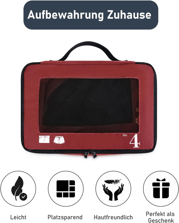 ECOHUB Packwürfel für Koffer, 7 Stück, Reise-Organizer, Verpackungstaschen, recyceltes PET, umweltfr