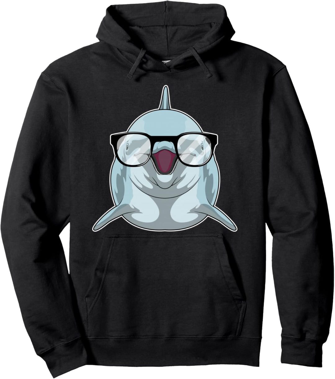 Delfin Nerd Brille Pullover Hoodie