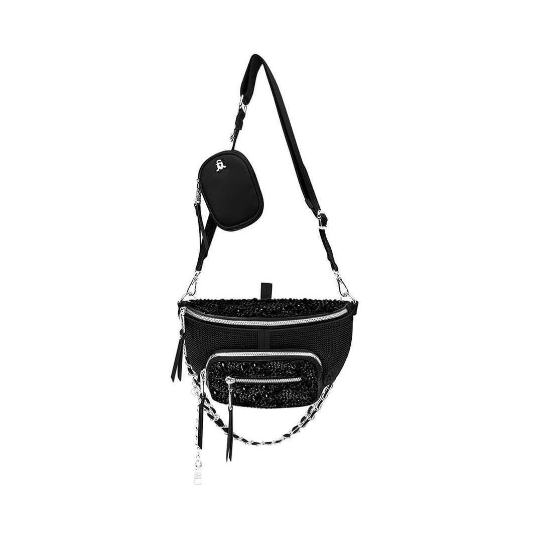 Steve Madden Damen Maxima Covertible Gürteltasche Crossbody, Schwarz Einheitsgrösse Schwarz, Einheit