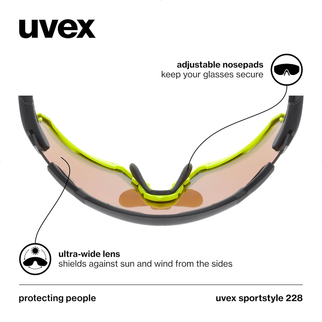 uvex sportstyle 228 - Sportbrille für Damen und Herren - 100% UVA-, B, C Schutz - abnehmbarer Rahmen
