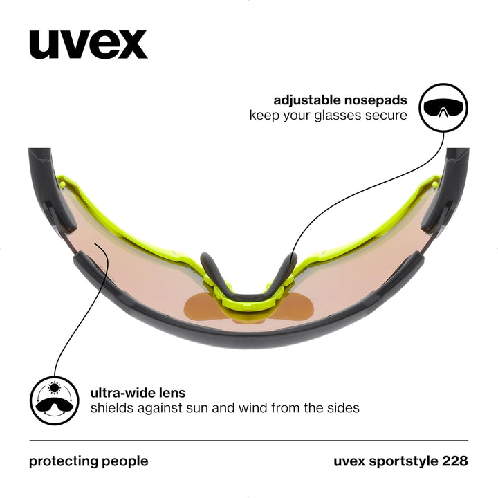 uvex sportstyle 228 - Sportbrille für Damen und Herren - 100% UVA-, B, C Schutz - abnehmbarer Rahmen