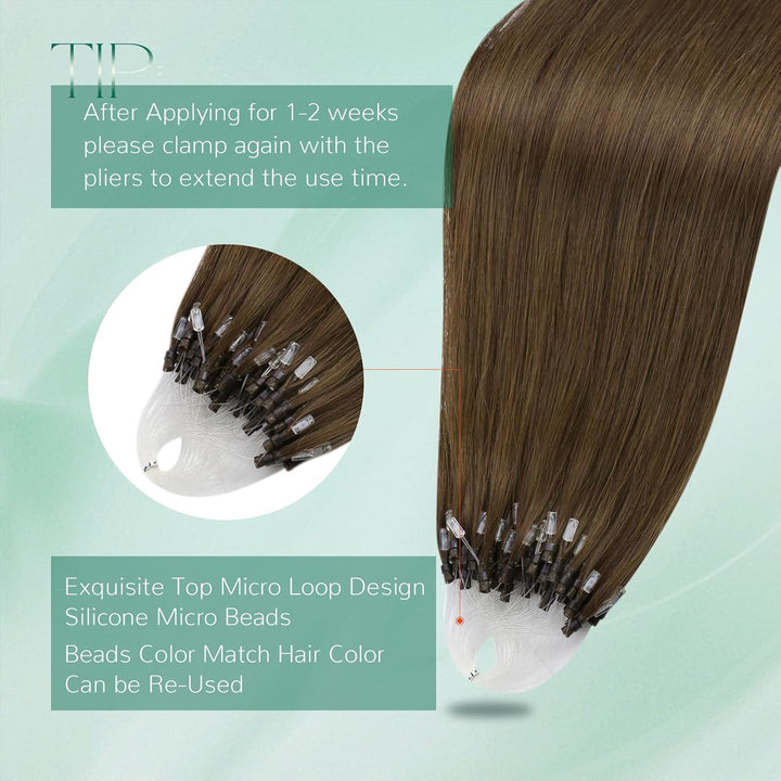 Easyouth Microring Extensions Echthaar Dunkelbraun Micro Loop Extensions Remy Menschenhaar Microring