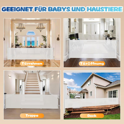 Treppenschutzgitter Ausziehbar 300CM,Türschutzgitter Ausziehbar für Babys 89cm Hoch Baby Absperrgitt