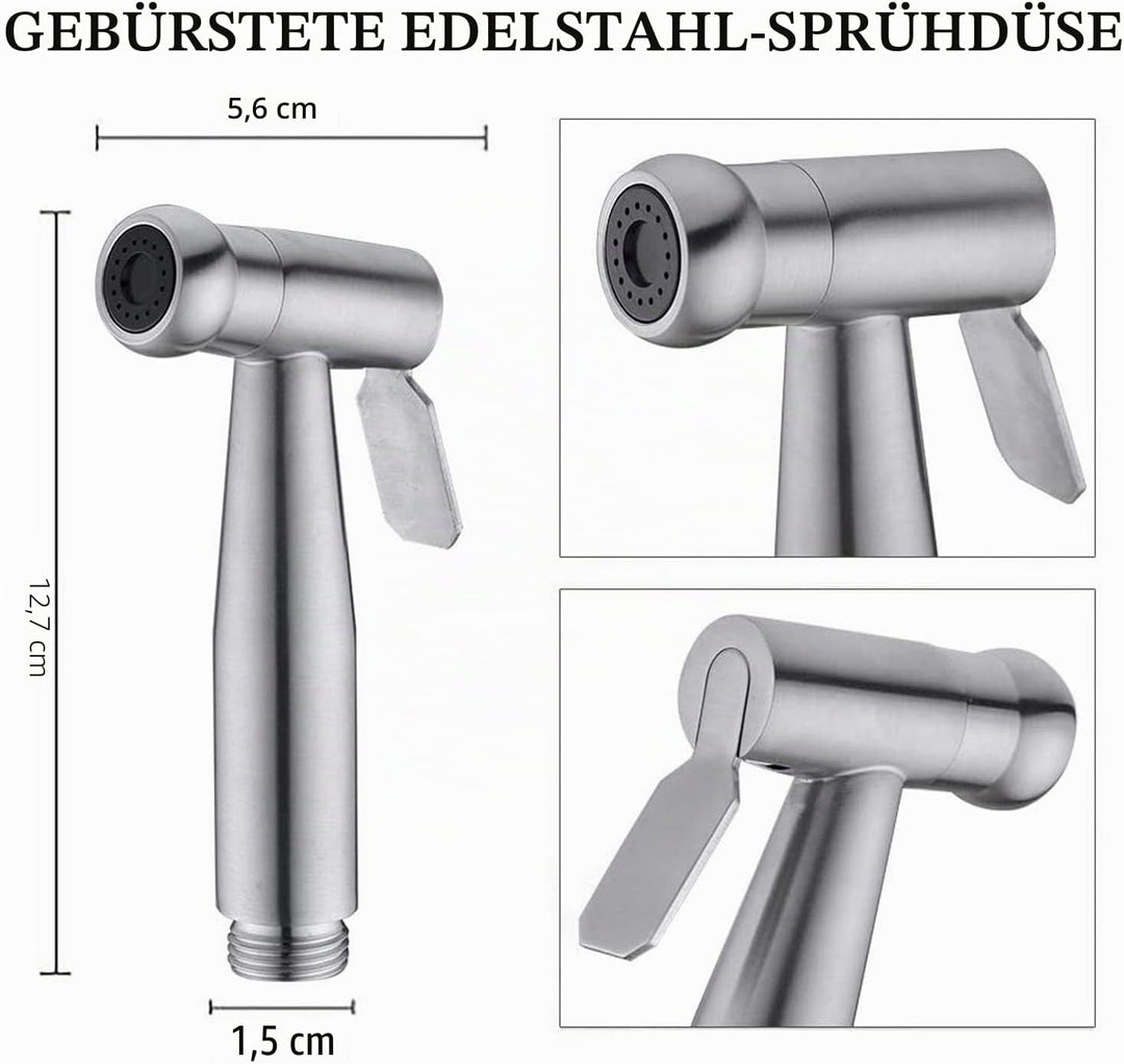 Bidet-Handbrause, Hand gehalten Bidet Sprayer Edelstahl Sprayer mit 59-Zoll-Schlauch und Halterung H