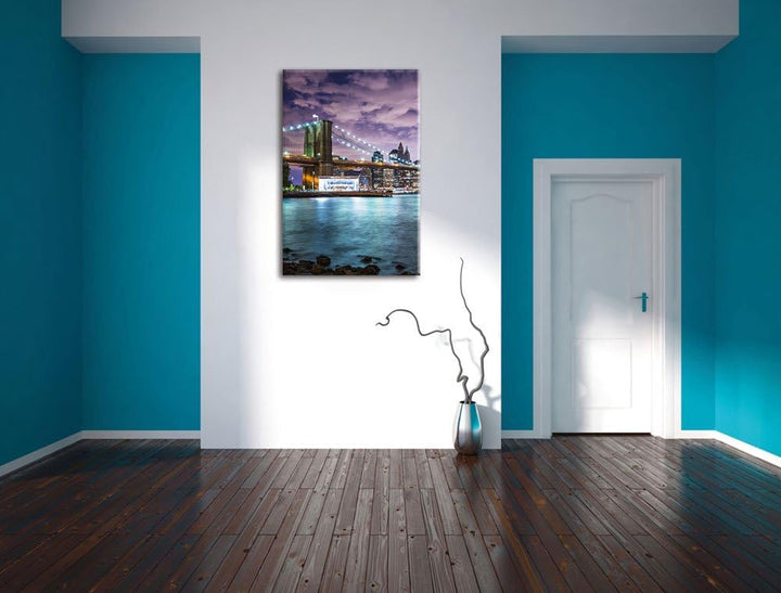 Skyline New York, Format: 100x70 auf Leinwand, XXL riesige Bilder fertig gerahmt mit Keilrahmen, Kun