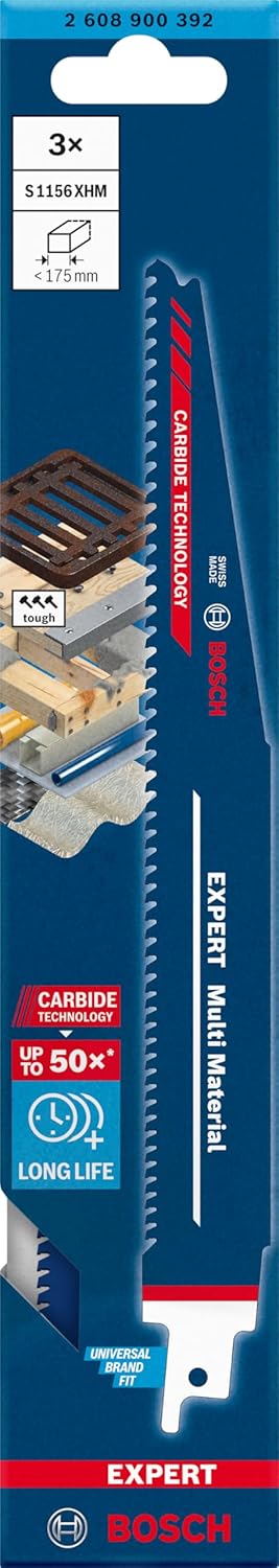 Bosch Professional 3x Expert ‘Multi Material’ S 1156 XHM Säbelsägeblatt (für Gusseisen, Länge 225 mm