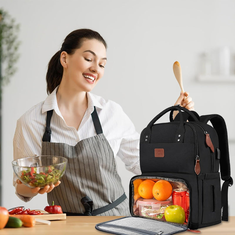 MATEIN Laptop Lunch Rucksack, Picknick Rucksack mit Isoliertem Kühlfach, 17 Zoll Eisrucksack für Män