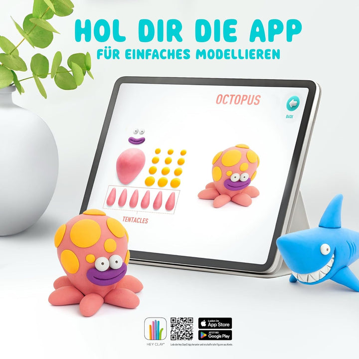 HEY CLAY - 15 Dosen lufttrocknende Knete für Kinder ab 3 Jahren - Kreatives Bastelset - Modelliermas