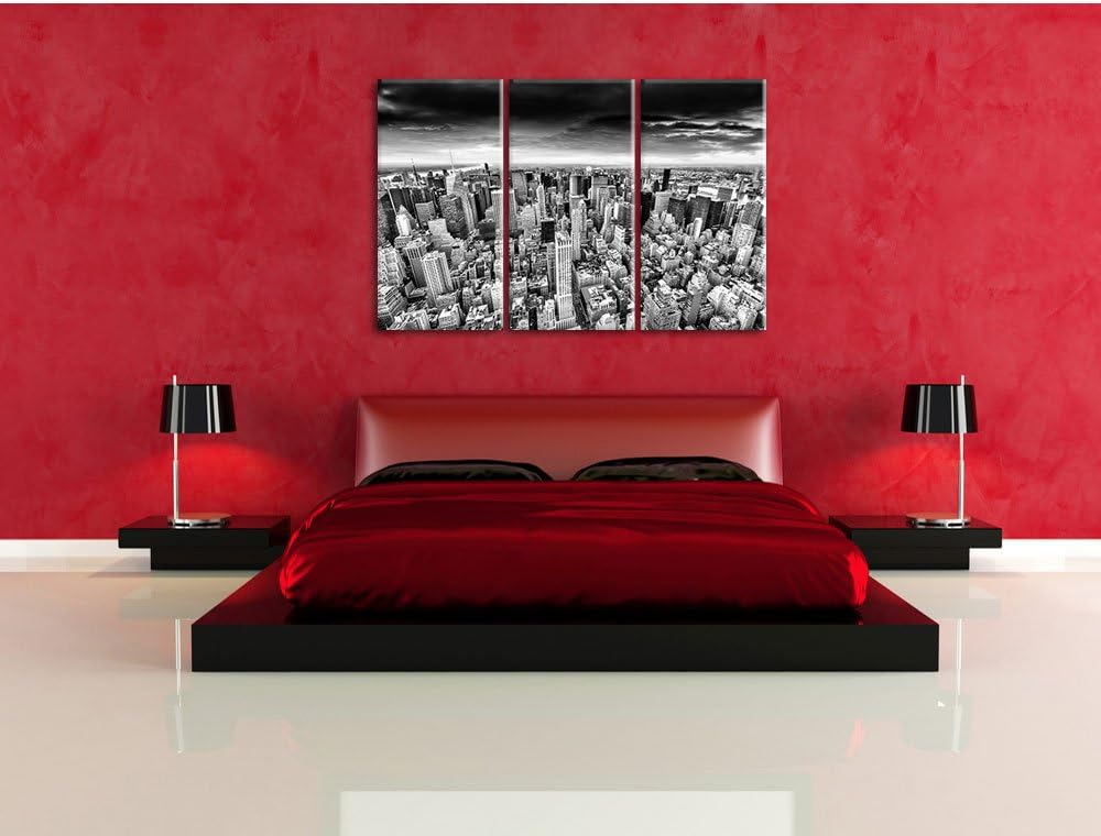 Pixxprint Skyline New York als Leinwandbild/Grösse: 3 Teilig (120x80) cm/Wandbild/Kunstdruck/fertig