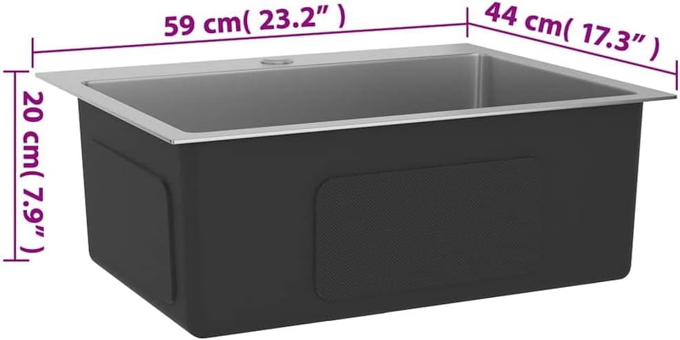 vidaXL Handgemachte Einbauspüle mit Hahnloch Wasserabfluss in X-Form Edelstahlspüle Küchenspüle Spül