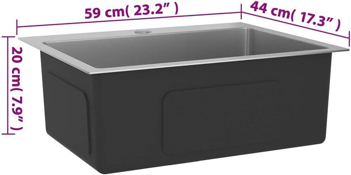 vidaXL Handgemachte Einbauspüle mit Hahnloch Wasserabfluss in X-Form Edelstahlspüle Küchenspüle Spül