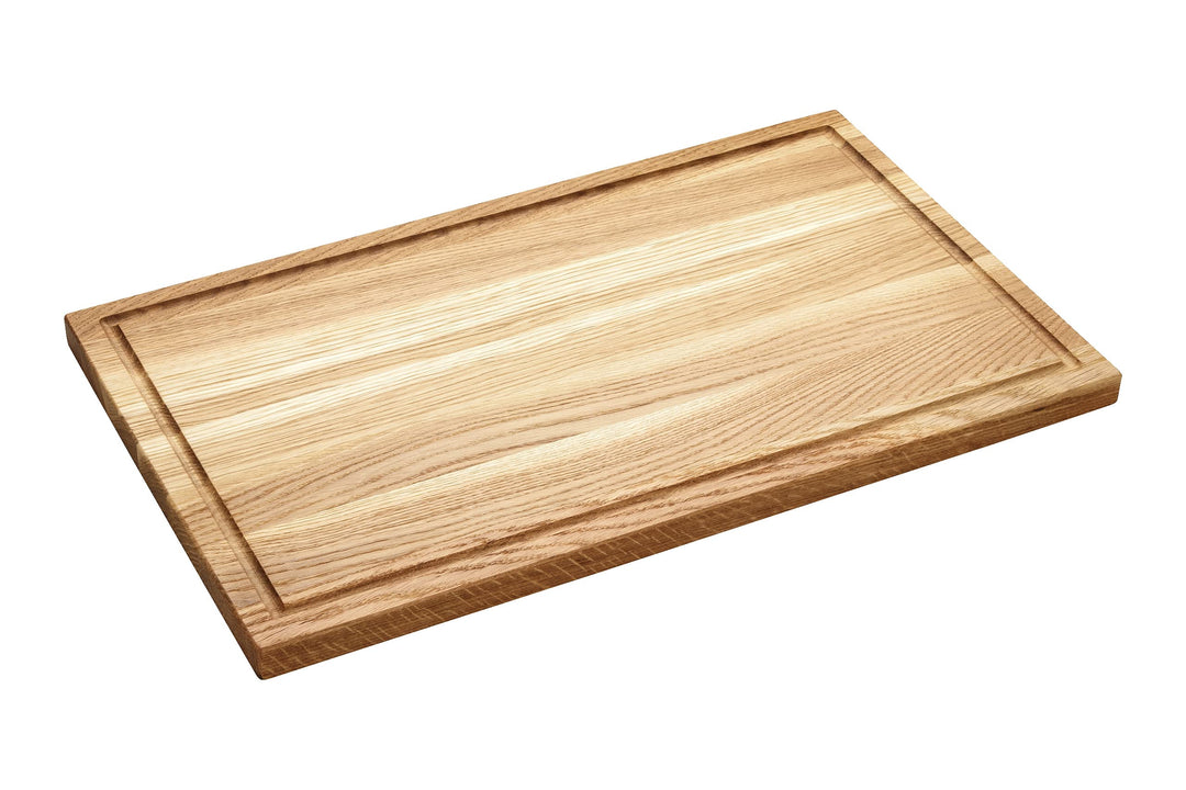 Holzschneidebrett rechteckig Eichenholz, Schneidebrett für die Küche, aus robuster Eiche, mit Saftri