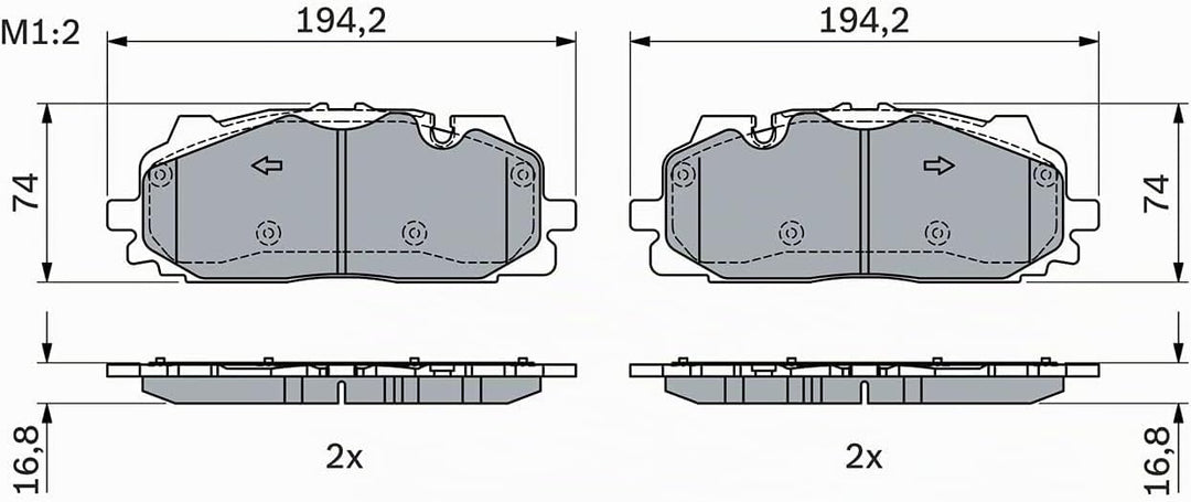 Bosch BP2249 Bremsbeläge - Vorderachse - ECE-R90 Zertifizierung - vier Bremsbeläge pro Set