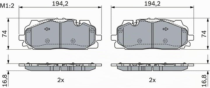 Bosch BP2249 Bremsbeläge - Vorderachse - ECE-R90 Zertifizierung - vier Bremsbeläge pro Set