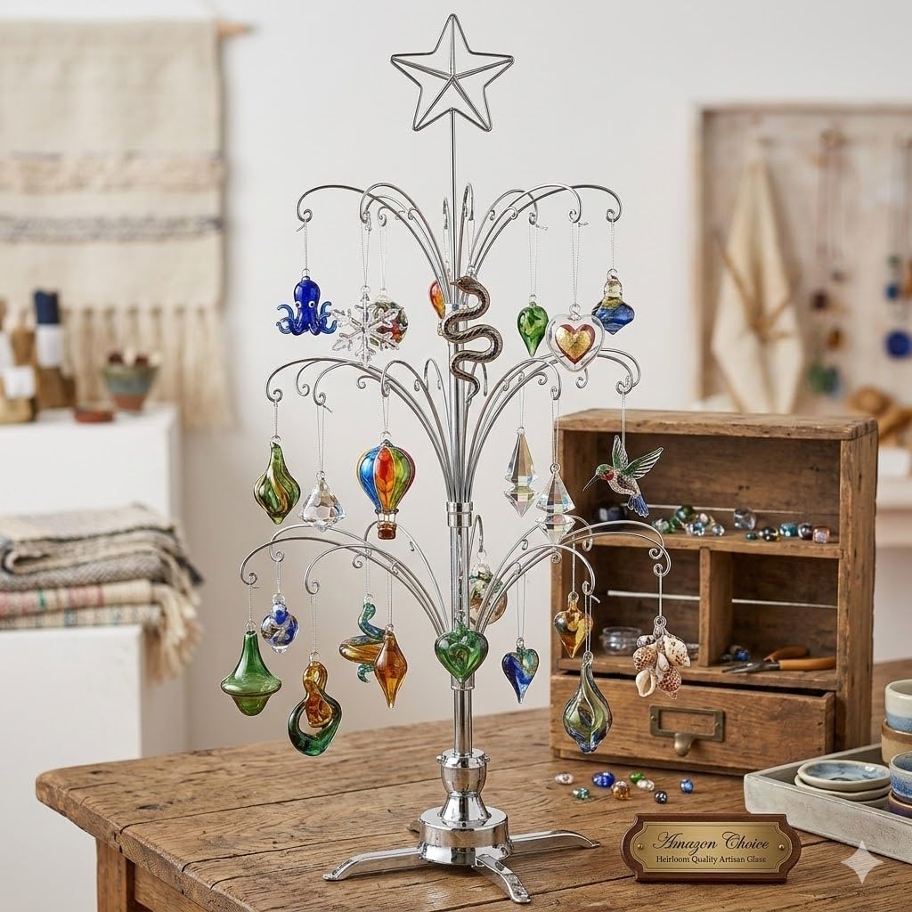 HOHIYA Metall Weihnachten Ornament Display Baum drehbarer Ständer 119,4 cm (Silber) 47"H Rotating St